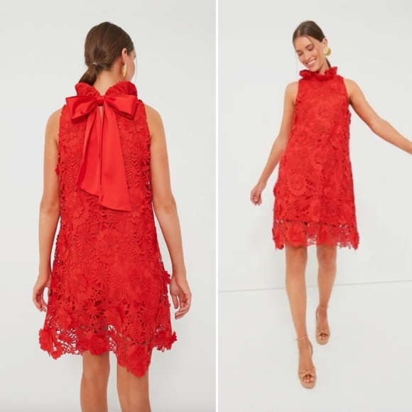 Tuckernuck Red Xl  Guipure Lace Blythe Dress - Picture 1 of 5